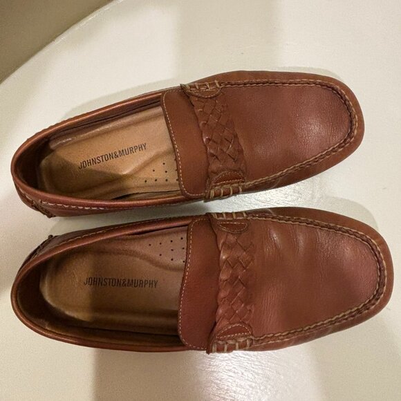 👞Johnston & Murphy Flex Men's Loafers Shoes 9M Tan Leather Slip-ons Drivers - Picture 6 of 8